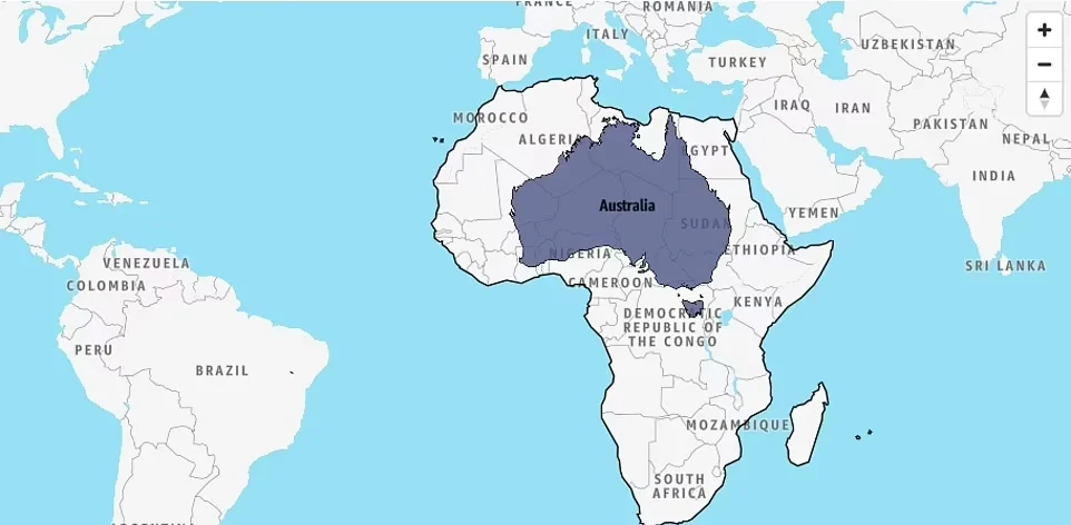 ابزار قیاس MyLifeElsewhere چیست؟_تاشکن 51 مقایسه ابعاد واقعی کشورها و قارهها با یکدیگر