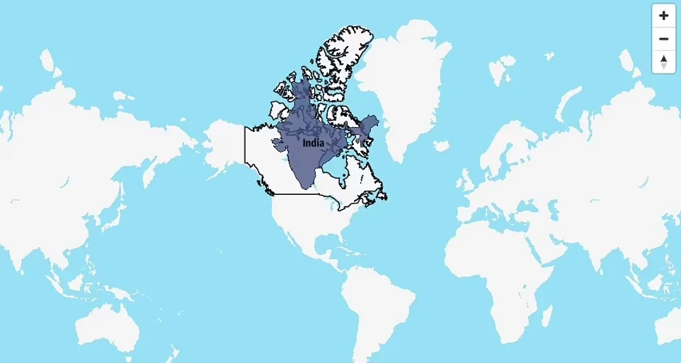 ابزار قیاس MyLifeElsewhere چیست؟_تاشکن 62 مقایسه ابعاد واقعی کشورها و قارهها با یکدیگر
