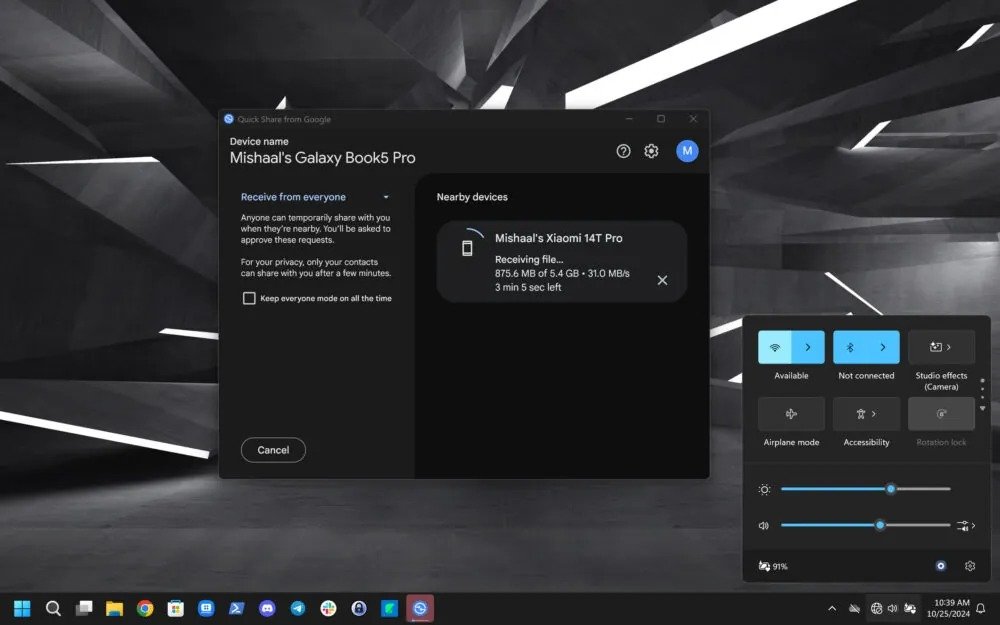 1730153867 620 Quick Share اکنون بدون شبکه وای‌فای هم فایل‌ها را سریع