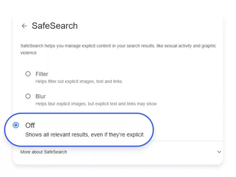 چطور جستجوی ایمن گوگل safe search را خاموش کنیم؟ تاشکن.webp
