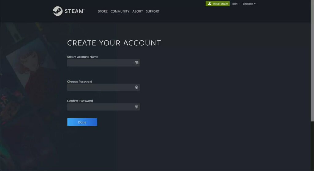 ساخت حساب استیم